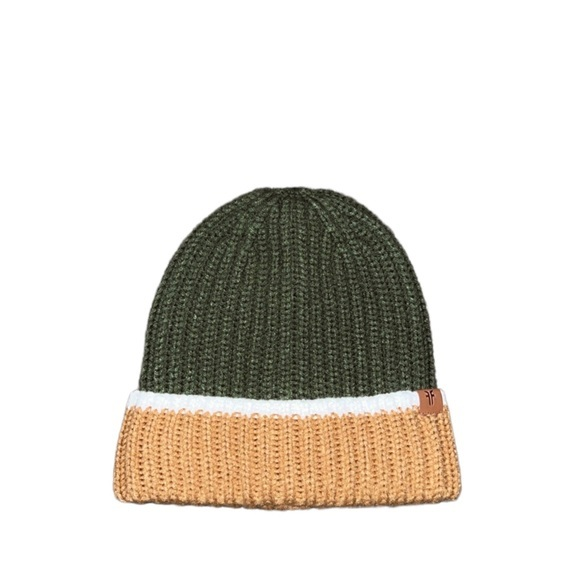 Frye Color Block Green‎ Tan Unisex Knit Hoodie - Picture 1 of 5
